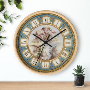 Wall Clock in Louis XV Style: Sevres Design with Rococo Cherubim Scene & Elegant Historical Decor