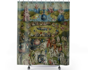 The Garden of Earthly Delights, Fabric Art Shower Curtain, by Hieronymus Bosch
