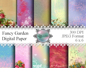 Fancy Garden Paper - Fancy Paper Printable - Fancy Garden Digital Paper - Pattern Paper Printable - Digital Pattern Paper - Download
