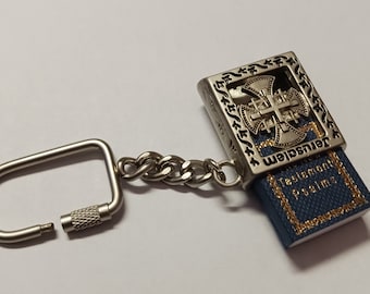 Metal Bible keychain, 12 tribes of Israel, Aaron breastplate, Jerusalem trinkets, stuffed Bible keychain, Psalms and New Testament bible.