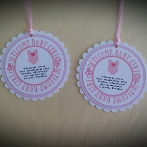 Baby Girl Favor Tags - Baby Shower Favor Tags - Baby Girl Shower - Baby Shower - Thank You Favor Tags - Set of 12