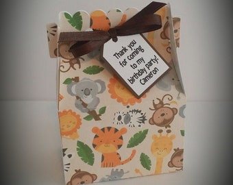 6 PARTY TREAT BOXES ZOO ANIMALS FAVOR GOODY BAG BIRTHDAY CARNIVAL SAFARI BOX 
