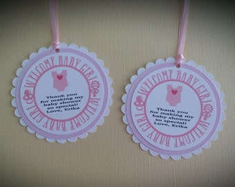 Baby Girl Favor Tags - Baby Shower Favor Tags - Baby Girl Shower - Baby Shower - Thank You Favor Tags - Set of 12