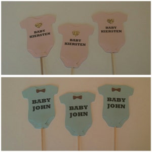 Baby Boy Cupcake Toppers - Baby Girl Cupcake Toppers - Baby Shower Cupcake Toppers Set of 12