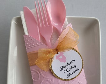 Baby Shower Utensil Holders - Baby Shower Flatware Holders - Baby Shower Table Setting - Baby Shower Table Decor - Set of 10