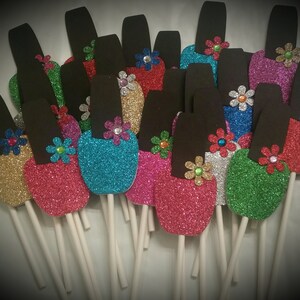 Spa Party Cupcake Toppers - Nail Polish Cupcake Toppers - Spa Party - Girls Spa Party - Cupcake Toppers Set of 12