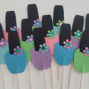 Spa Party Cupcake Toppers - Nail Polish Cupcake Toppers - Spa Party - Girls Spa Party - Cupcake Toppers - Set of 12