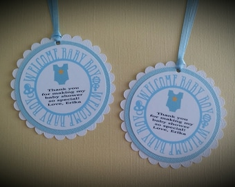 Baby Boy Favor Tags - Baby Shower Favor Tags - Baby Boy Shower - Baby Shower - Thank You Favor Tags - Set of 12