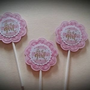 It&#39;s a Girl Cupcake Toppers - Baby Girl Cupcake Toppers - Baby Shower Cupcake Toppers - Cupcake Toppers - Set of 12