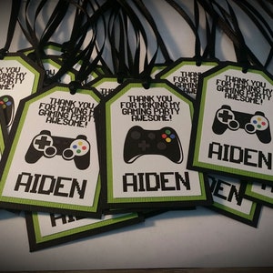 Gamer Party Favor Tags - Gamer Favor Tags - Gamer Birthday Party - Video Game Birthday Party Favor Tags - Video Party Favor Tags - Set of 12