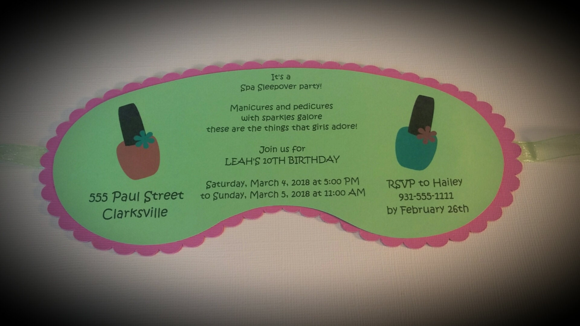 SPA MASK INVITATIONS Spa Party Invitations Set of 8 Etsy