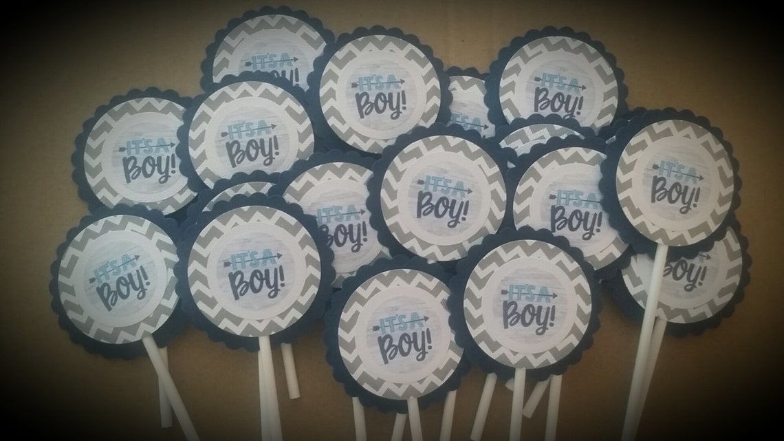 BABY BOY Cupcake Toppers It's a Boy Cupcake Toppers Etsy