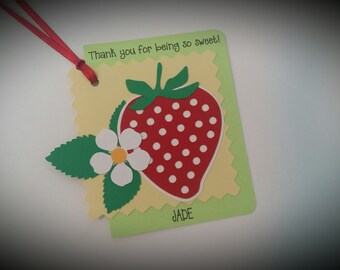 Strawberry Birthday Party Favor Tags - Strawberry Party Favor Tags - Strawberry Favor Tags - Strawberry - Set of 12