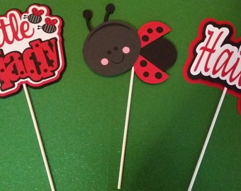 LADYBUG CENTERPIECE STICKS - Birthday Party Centerpiece Sticks - Party Decoration Sticks Set of 3