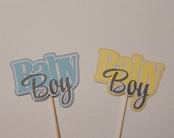 Baby Boy Cupcake Toppers - It's a Boy Cupcake Toppers - Baby Shower Cupcake Toppers - Cupcake Toppers - Set of 12