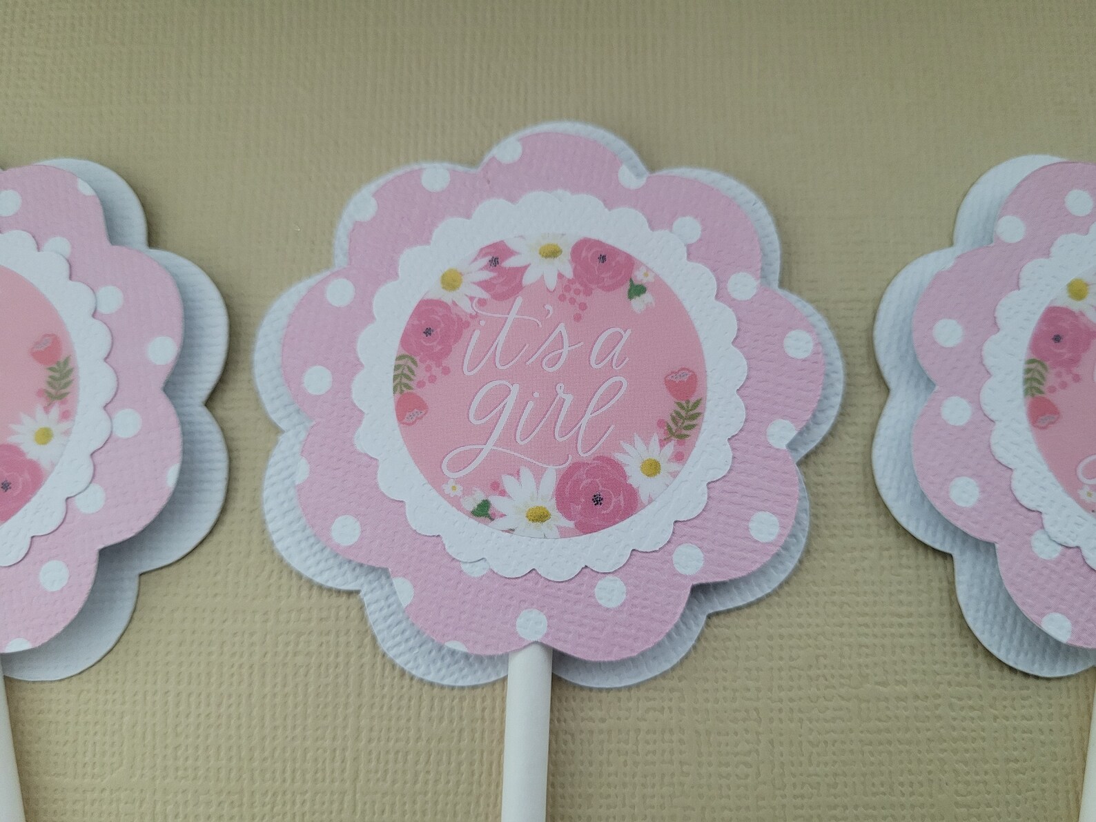 Topper Para Cupcakes 'It's A Girl' ALEGRE - Decoración Baby Shower, Cartón, Fácil De Montar