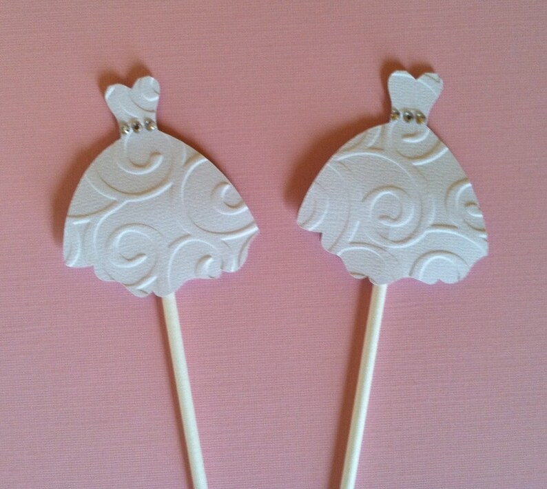 WEDDING DRESS CUPCAKE Toppers Wedding Cupcake Toppers Set of Etsy