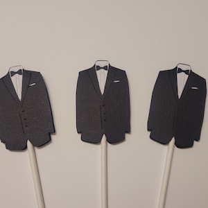 TUXEDO CUPCAKE TOPPERS Wedding Cupcake Toppers Set of 12 image 2