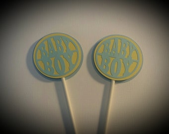 Baby Boy Cupcake Toppers - It's a Boy Cupcake Toppers - Baby Shower Cupcake Toppers - Cupcake Toppers - Set of 12