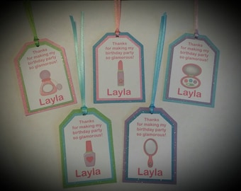 Spa Party Favor Tags - Glam Party Favor Tags - Makeup Party Favor Tags - Girls Spa Party - Favor Tags - Set of 12