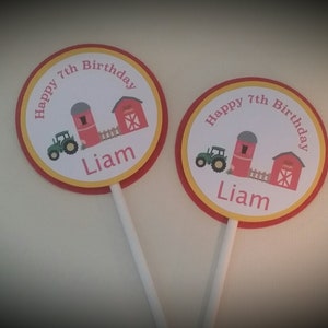 Farm Birthday Party Cupcake Toppers - Farm Party Cupcake Toppers - Barnyard Birthday Party Cupcake Toppers - Farm - Barnyard - Set of 12