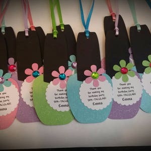 Spa Party Favor Tags - Nail Polish Favor Tags - Girls Spa Party Favors Set of 12