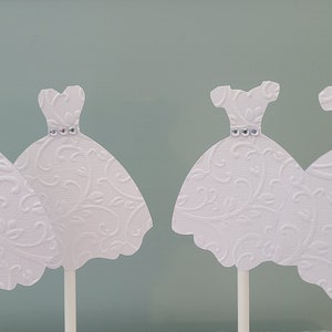 WEDDING DRESS CUPCAKE Toppers - Wedding Cupcake Toppers Set of 12