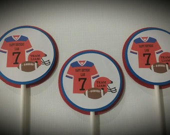 Football Party Cupcake Toppers - Football Birthday Party Cupcake Toppers - Football Birthday Party - Football Party - Football - Set of 12