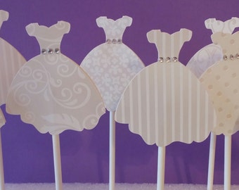 WEDDING DRESS CUPCAKE Toppers - Wedding Cupcake Toppers Set of 12