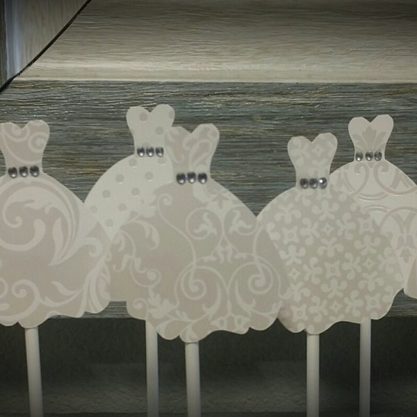 WEDDING DRESS CUPCAKE Toppers - Wedding Cupcake Toppers - Bridal Gown Set of 12