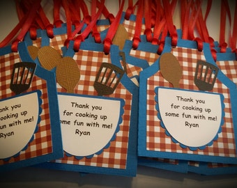 Cooking Party Favor Tags - Baking Party Favor Tags - Birthday Party Favor Tags Set of 12