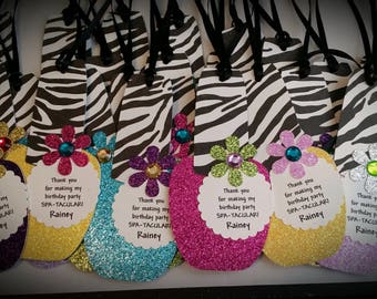 Spa Party Favor Tags - Nail Polish Favor Tags - Girls Spa Party Favors Set of 12