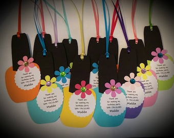 Spa Party Favor Tags - Nail Polish Favor Tags Set of 12