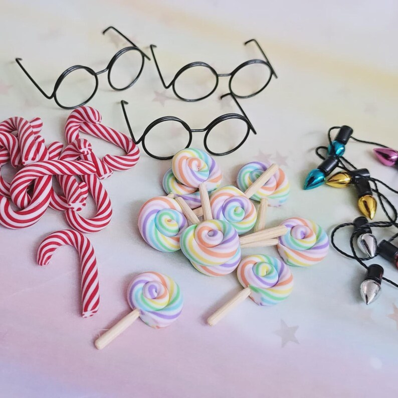 Wichtelzubehör Zuckerstange Lichterkette Mini-Lolli & Brille – niedliche Accessoires für Wichteltür oder Puppenhaus image 7