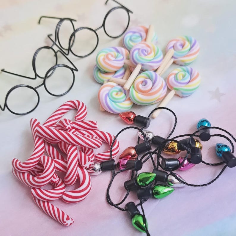 Wichtelzubehör Zuckerstange Lichterkette Mini-Lolli & Brille – niedliche Accessoires für Wichteltür oder Puppenhaus image 6