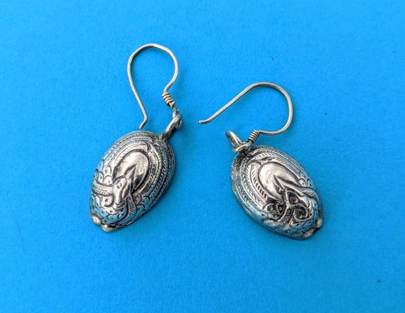 Himalaya Vintage Small Peacock Earrings // Sterlin