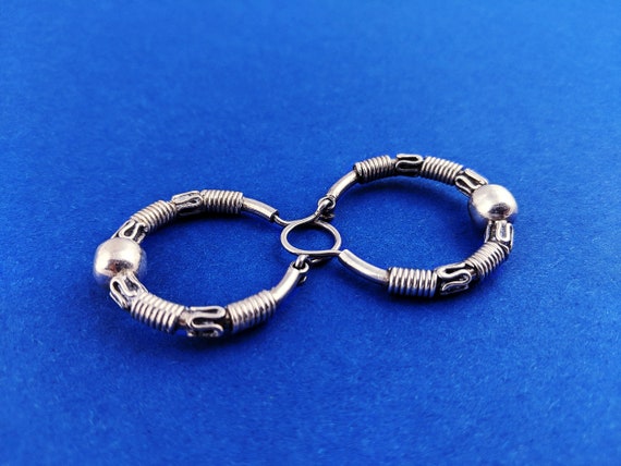 Wrapped Wire Hoop Earrings // Sterling Silver Whi… - image 2