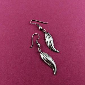 Vintage Himalayan Leaf Dangle Earrings // Dainty Long Leaf Earrings // Everyday Women Earrings Filigree Leaf image 2