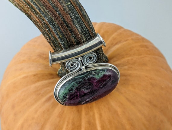 Stunning Ruby Zoisite Sterling Silver Pendant // … - image 2