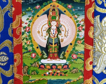 Avalokitesvara Wall Hanging // Bodhisattva of Compassion Wall Art // Vajrayana Buddhist Lord of Om Mani Padme Hum Mantra