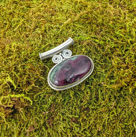 Stunning Ruby Zoisite Sterling Silver Pendant // … - image 3