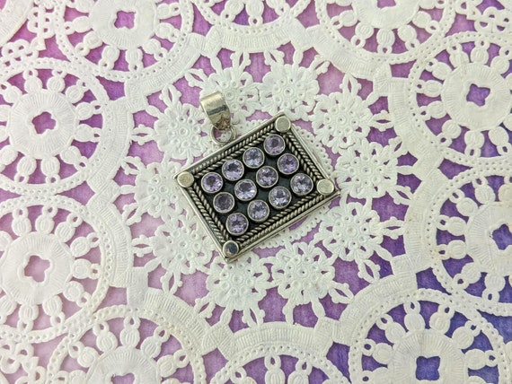 Twelve Stone Amethyst Sterling Silver Pendant // Amethyst Statement Pendant // Simple Purple Lovers Multi-Stone Pendant