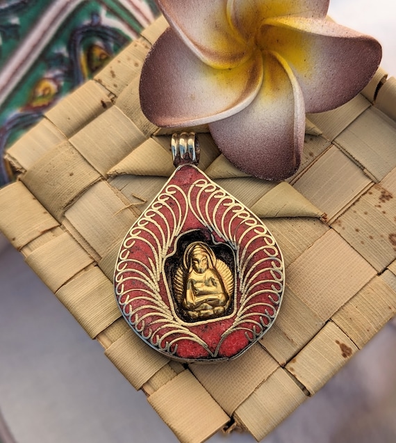 Miniature Enshrined Buddha Pendant // Tibetan Spi… - image 1