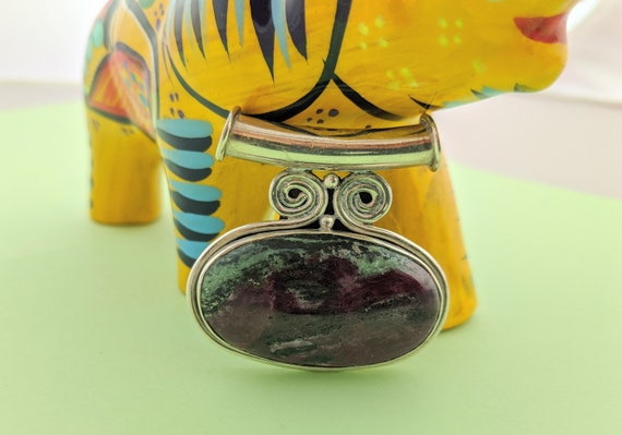 Stunning Ruby Zoisite Sterling Silver Pendant // … - image 8