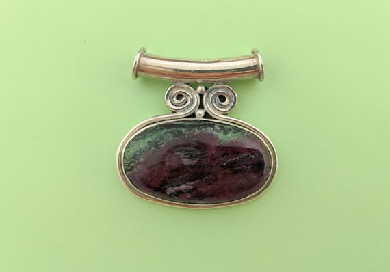 Stunning Ruby Zoisite Sterling Silver Pendant // … - image 10