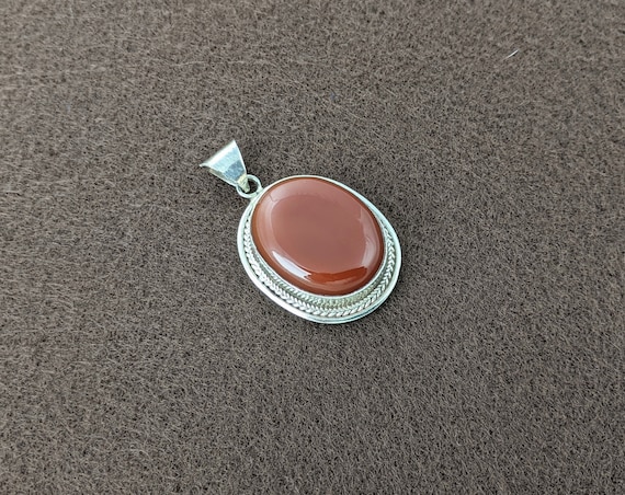 Traditional Carnelian Sterling Silver Pendant // … - image 5