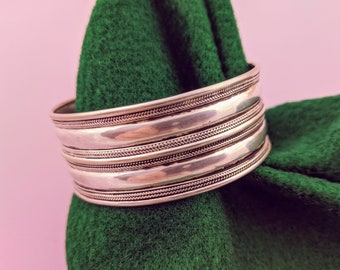 Classic Large Simple Mixed Metal Himalayan Cuff // Silver Cuff Bracelet // Minimalist Jewelry // 1970s Kathmandu Unisex Jewelry