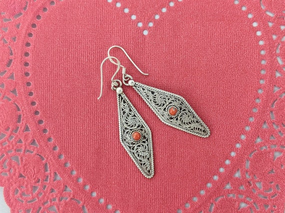 Sterling Silver Filigree Saligram Earrings // Him… - image 3