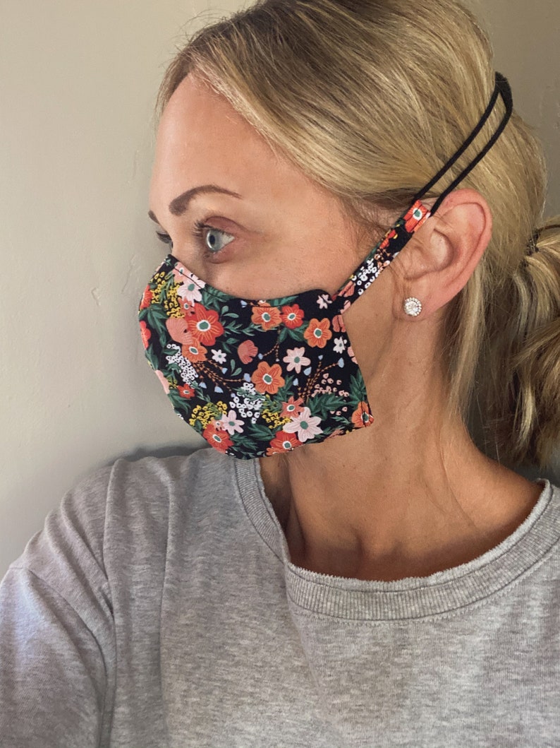 Over the Head Mask Floral Face Mask w VELCRO® Brand Fastener Etsy