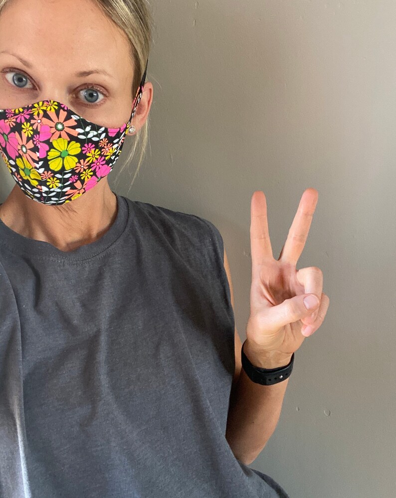 Over the Head Mask Floral Face Mask w VELCRO® Brand Fastener Etsy